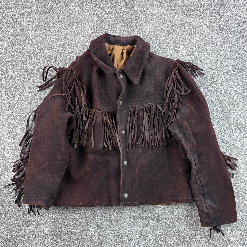 Vintage Leather Western Jacket Women's M Brown Suede Western Cowgirl Boho Fringe